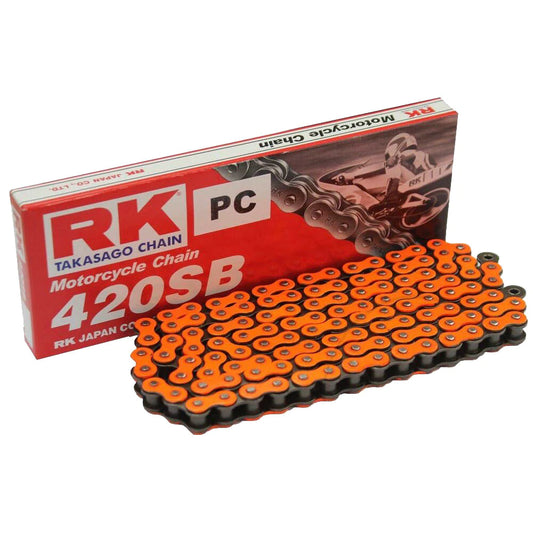 RK ORANGE CHAIN 420 SB 106 FOR SUR-RON LB X & L1E (48T REAR SPROCKET STANDARD GEARING)